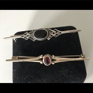 🔥925 Sterling Silver onyx & Garnet Brooches